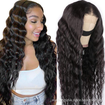Uniky 10A Cuticle Aligned Virgin Indian Hair Raw Unprocessed Lace Frontal Wig Loose Deep Wave Women Human Hair Lace Front Wigs